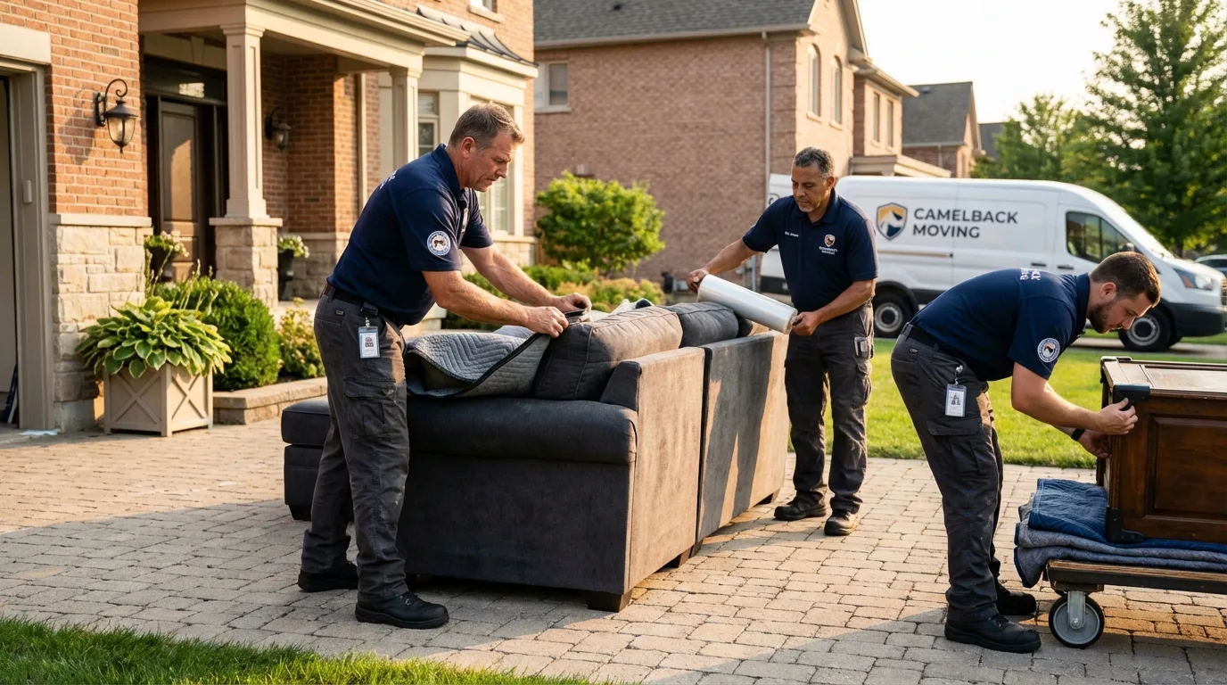 Large estate moving crew wrapping furniture in Harrington, DE